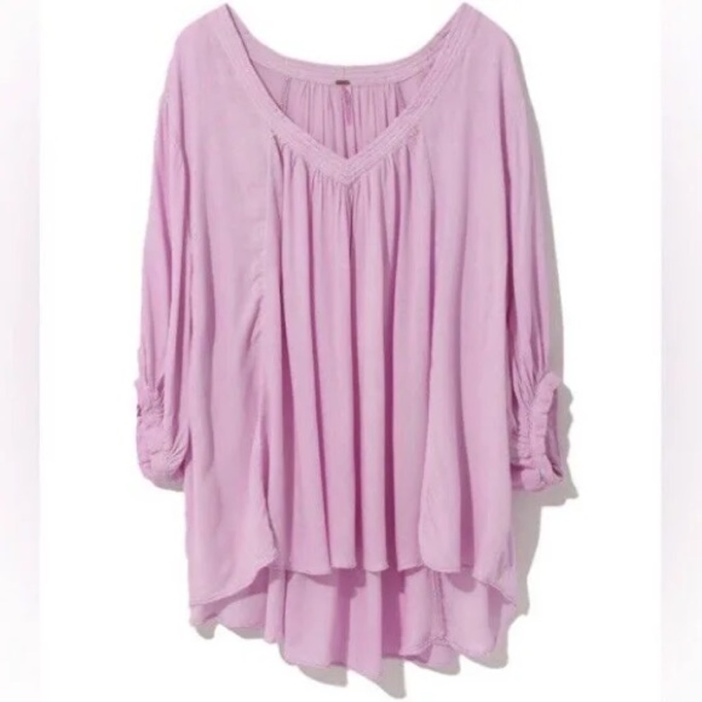 Free People Lavender Flowy Boho V-Neck Blouse